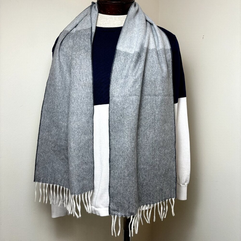 Agnona $650 NWOT Angora‎ Wool Cashmere Scarf Shawl w/ Fringe 11.5" x 62" Italy